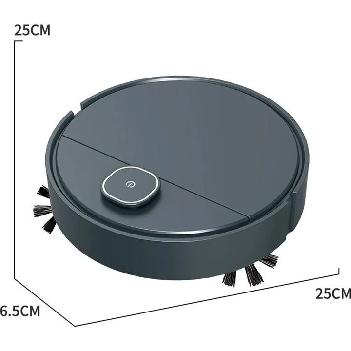 Robot maturator, maturator, mop, aspirator, curatare automata, robot maturator, zgomot redus, pentru podele, covoare, 25x25x6.5 cm, albastru marin