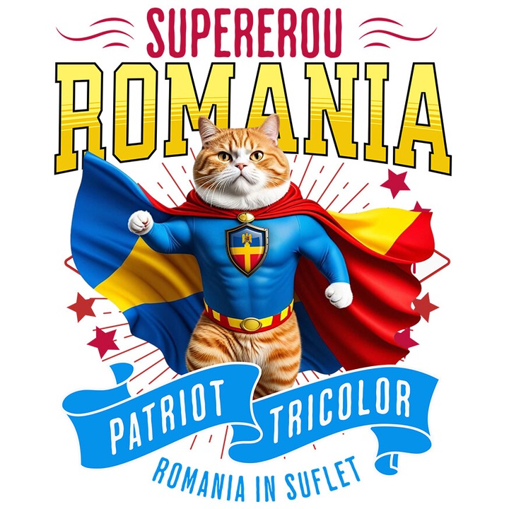Sticker cu Birman / birman Pisica In Costum de Capitan Romania cu Pelerina, Erou Nocturn, Desene animate, Copii, Iubitorii de Animale cu Margini Albe, PVC Vinyl 10 cm