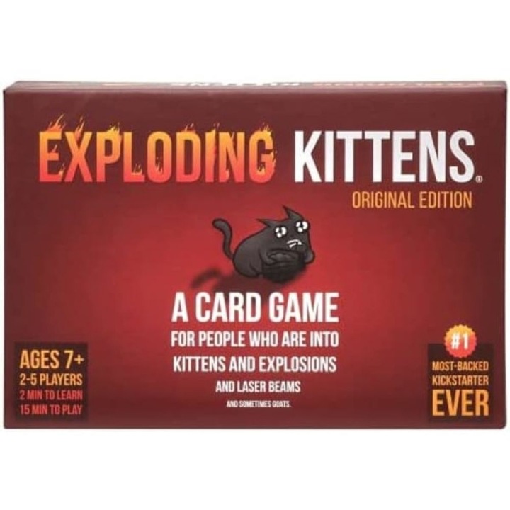 Exploding Kittens - Игра на карти | Семейна парти игра | Руска рулетка | Английски | За възраст над 7 години | 2 до 5 играчи