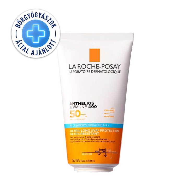 La Roche-Posay Anthelios UVMUNE 400 hidratáló tej gyermekek arcára és testére SPF 50+ fényvédővel, atópiára hajlamos bőrre, 150ml