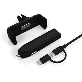 Set auto Car Kit Deluxe Kenu - suport telefon + incarcator + cablu incarcare cu mini USB / Lightning Set auto Car Kit Deluxe Kenu - suport telefon + incarcator + cablu incarcare cu mini USB / Lightning