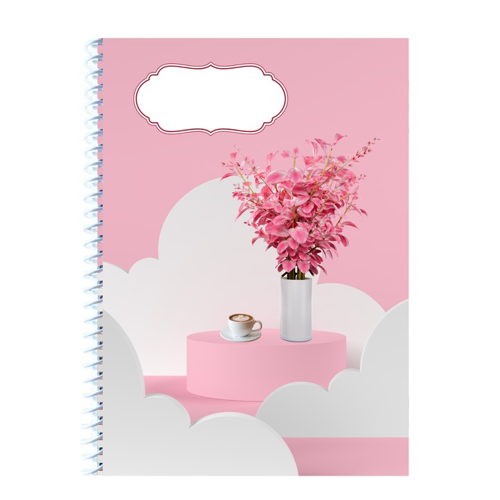 Caiet Studentesc cu Spirala, Foi veline, 100 File, A4, Roz-Alb