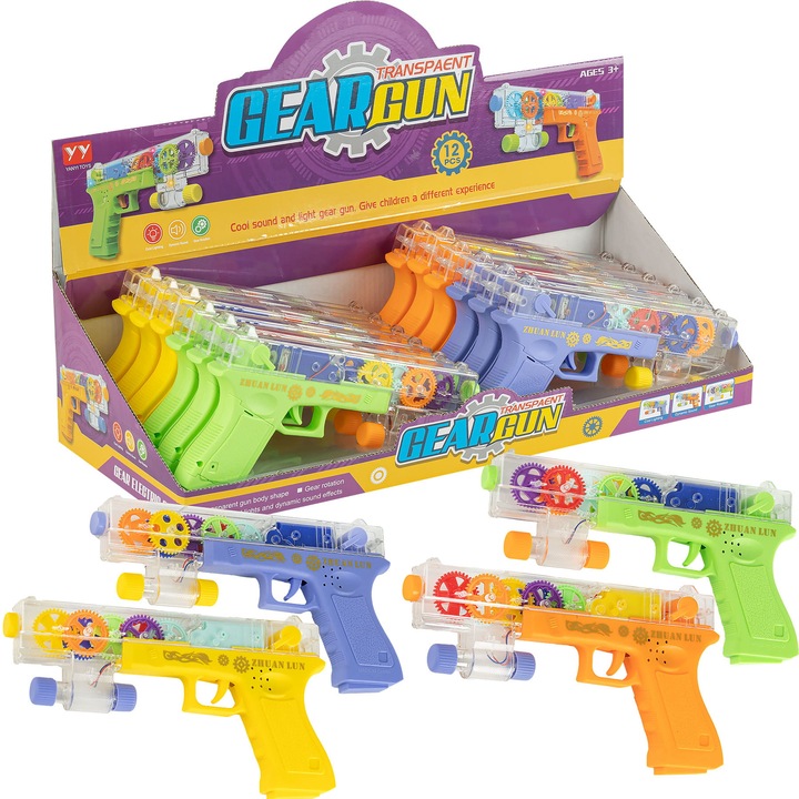 Pistol jucarie Mat cu lumina si sunet, elemente mobile, model 003