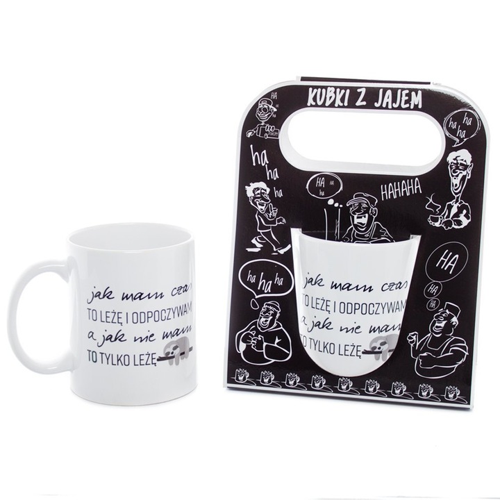 Cana ceramica DIL cu inscriptie 'Jak mam czas to leze i odpoczywam...'