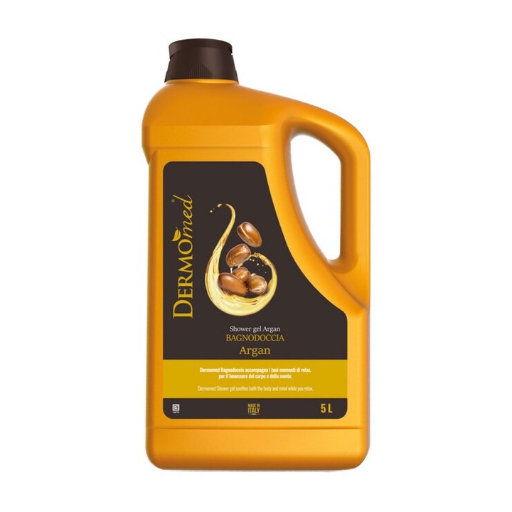 Gel de dus Dermomed cu ulei de argan, 5L, unisex, textura cremoasa