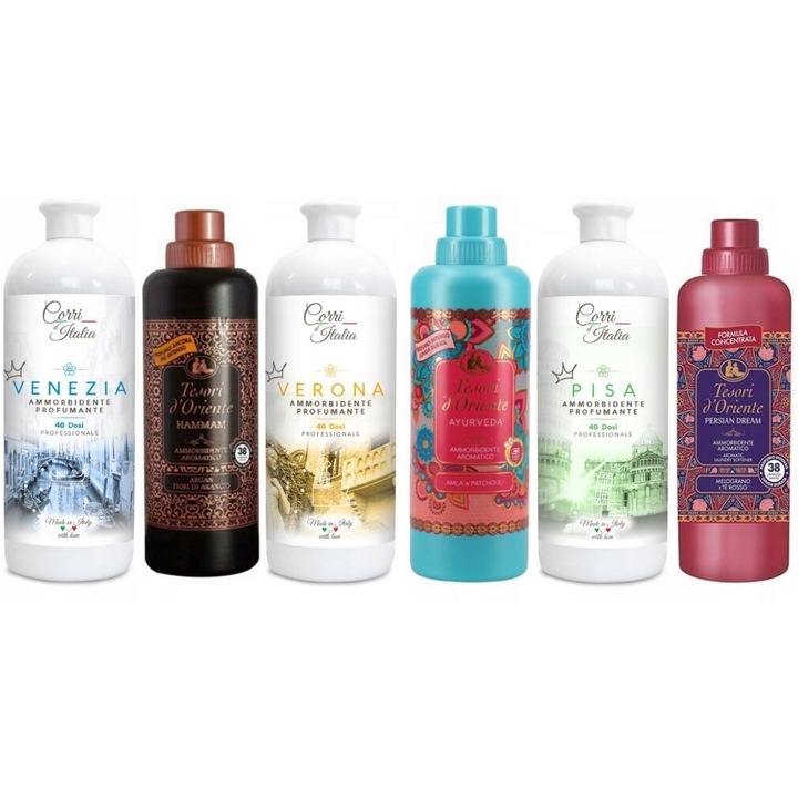 6 db Corri d'Italia és Tesori d'Oriente öblítő szett, 1L és 760ml, többszínű