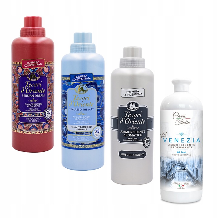 4 db Tesori d'Oriente és Corri d'Italia öblítő szett, 1L és 3x760ml, többszínű