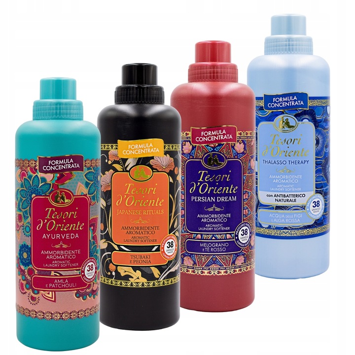 4. szett Tesori d'Oriente mosószer 760 ml, Ayurvédikus, Japán, Thalasso terápiás, Perzsa álom