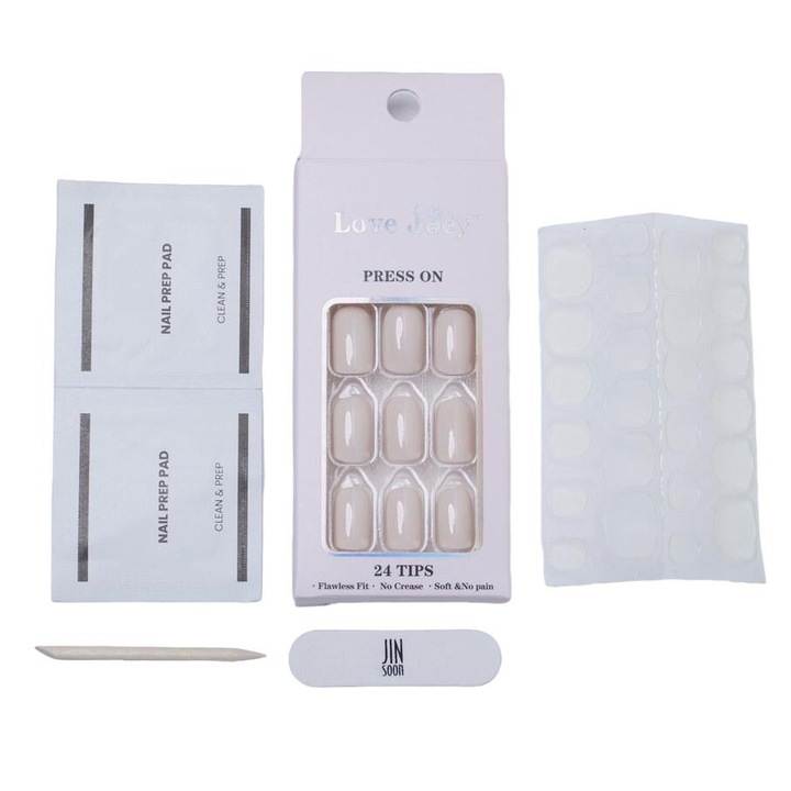 LOVE JOEY műköröm, szögletes, kényelmes, pasztell elefántcsont színű