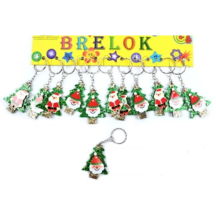 Kulcstartó szett 12 db, Midex, Mikulás karácsonyfával, többszínű