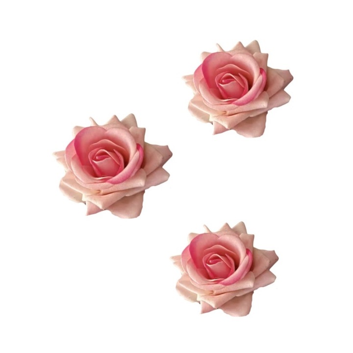 Agrafe de par cu flori de trandafir, set 3PCs, alb, rosu, dimensiune mica, 2.8inch