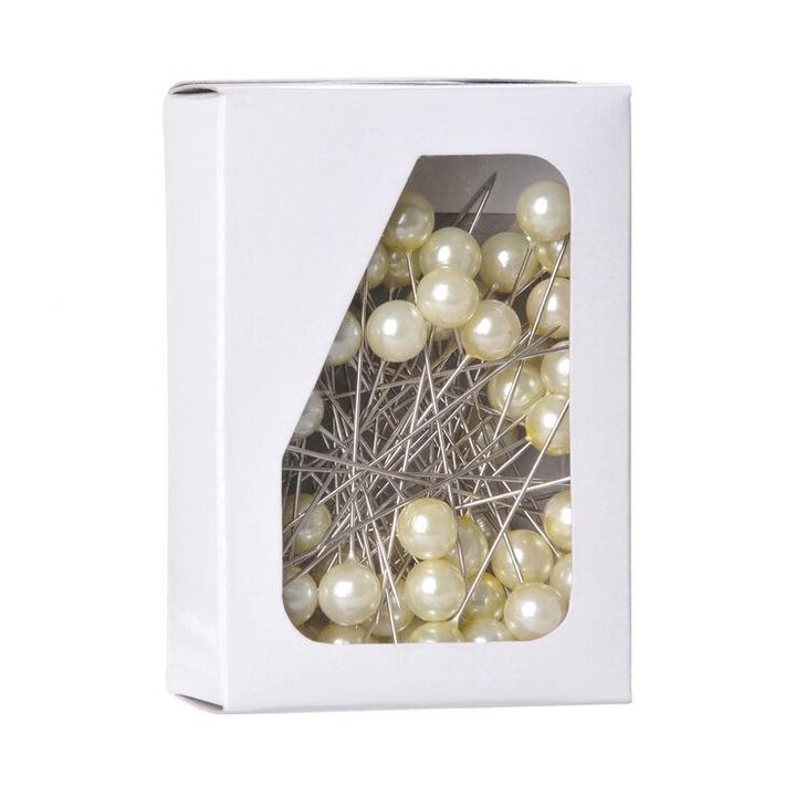 Set 72 bolduri cu perle albe 10mm, Canea