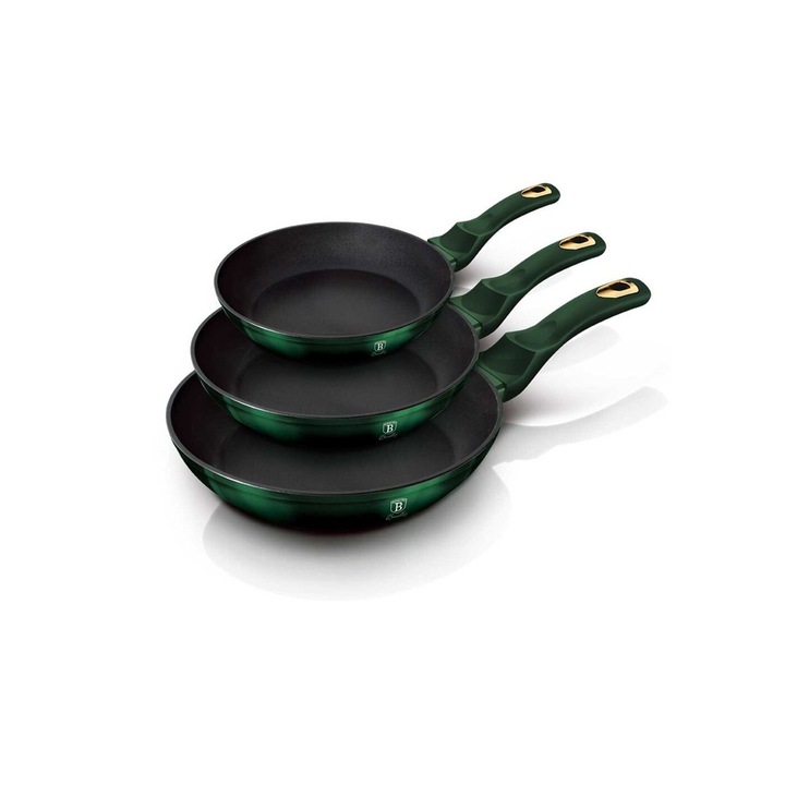 Set tigai granit 3 bucati O20cm/O24cm/O28cm Berlinger Haus, verde metalic