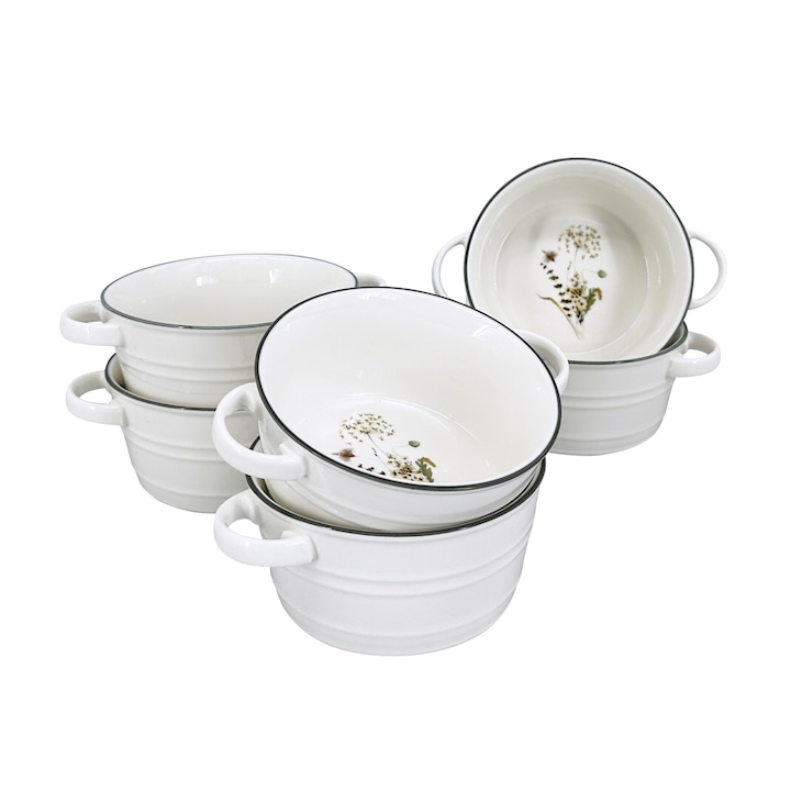 Set 6 boluri din portelan Nostalgie Meadow, 12cm, multicolor, design vintage