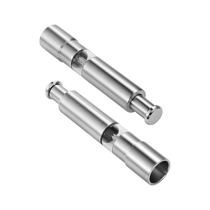 Set 2 rasnite manuale, sare, piper si condimente, universale, otel inoxidabil, cu buton, capacitate 30ml, design steel, eronomice si reutilizabile