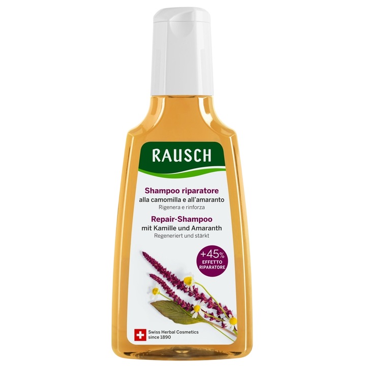 Sampon, rausch, kamilla, kamillával és amaránttal, sérült hajra, regenerálja és erősíti a sérült hajat, 200 ml