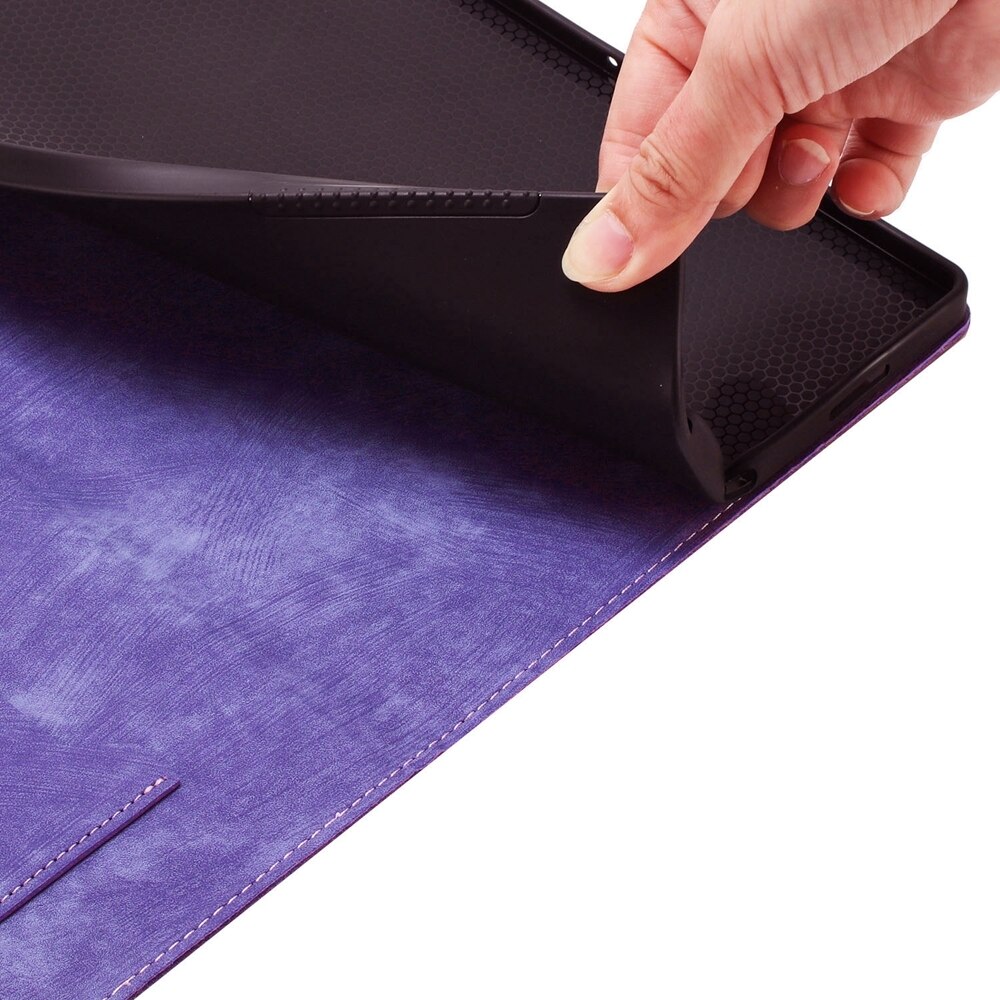 Husa tableta pentru Lenovo Tab P12 / Xiaoxin Pad Pro 12.7, din piele cu model fluture si pisica, culoare violet