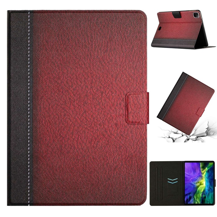 Husa tableta compatibila cu iPad Pro 11 2024, Flip Leather, Auto Sleep/Wake, Culoare rosie