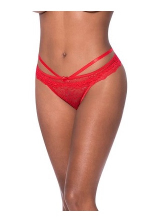Szíjakkal ellátott bugyi, Magic Silk, szexi fehérnemű, Piros