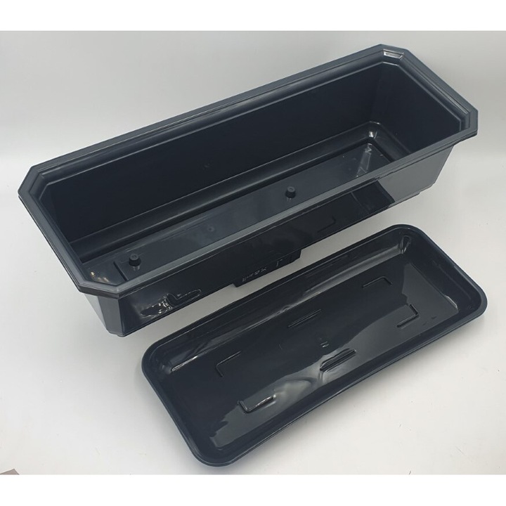 Ghiveci balcon, POLPLAST, 70cm, antracit, cu suport