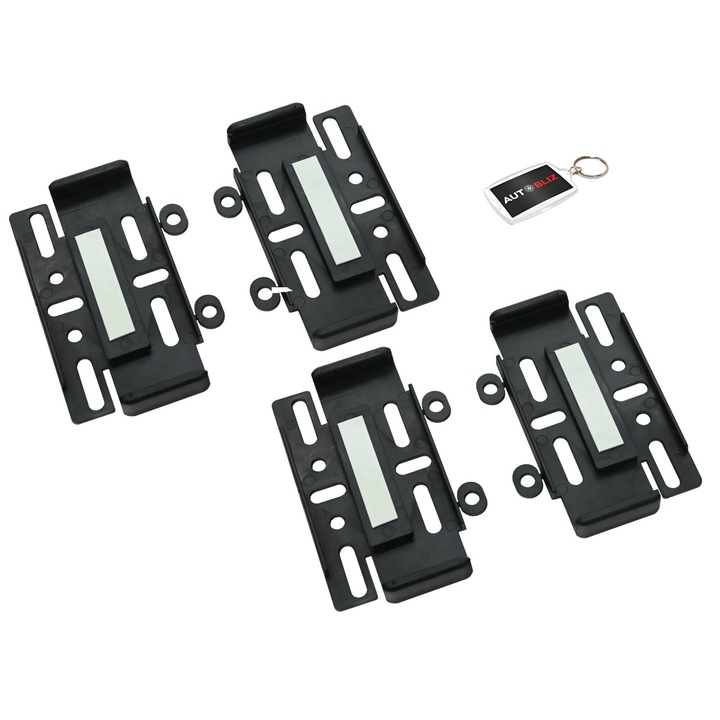 Set 2 Suporti Numar Auto Slim Negru Cu Breloc Autobliz