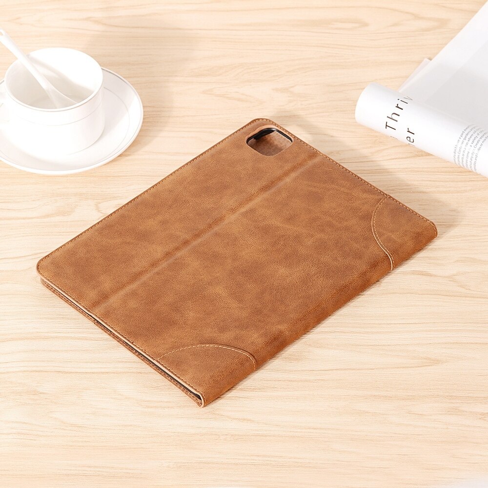 Husa tableta compatibila cu iPad Pro 13 2024, Stil carte retro, Piele, Maro