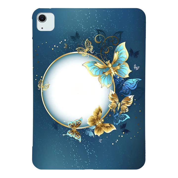 Husa tableta compatibila cu iPad Air 11 2024, Design pictura colorata, Smart, TPU, Model fluture