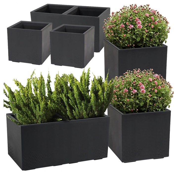 Set de Ghiveci 3x Lamela Karo 80x40cm + 2x40x40cm, Beton Antracit