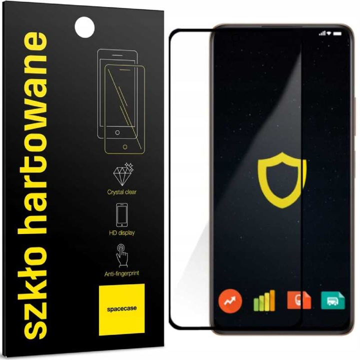Folie protectie Spacecase 5D pentru Poco F3, 9H, transparent, set complet