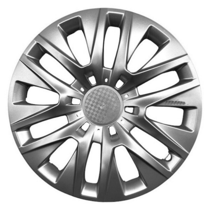 Set 4 Capace Roti 16" idealSTORE, Fabricate din Material Puternic si Durabil, Rezistente la Impact, Se Potrivesc cu Majoritatea Masinilor, Culoare Argintiu