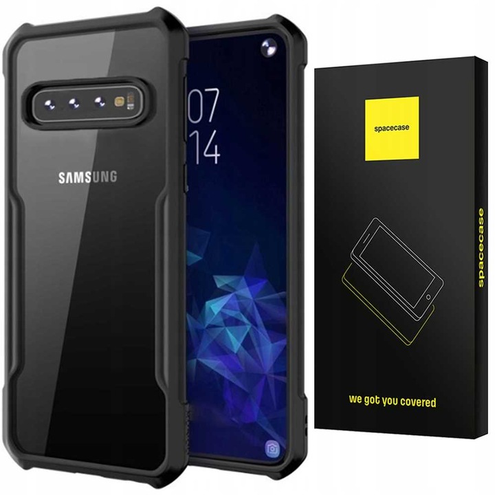 Husa AirBag Armor pentru Samsung Galaxy S10+ Plus, Spacecase Beetle Transparenta, Rezista la socuri, Rezista la zgarieturi, Rezista la cadere, Durabila, Airbag-uri de protectie incorporate Negru