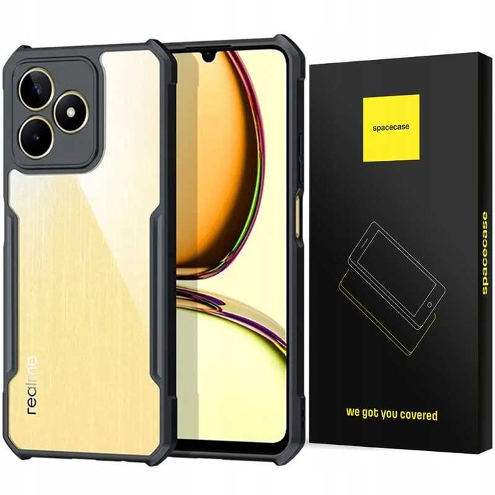 Калъф за телефон Spacecase Beetle за Realme C51 / C53, 360 защита, подсилени ъгли, черен