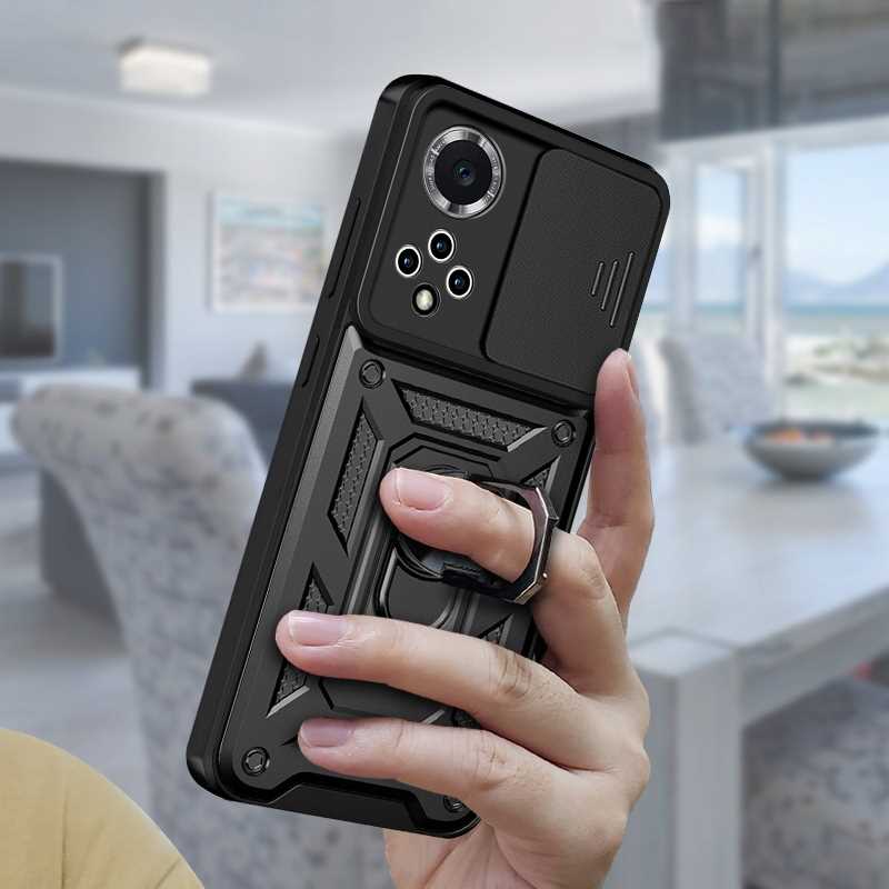 Husa telefon Spacecase CamRing pentru Huawei Nova 9 SE, slider de protectie, design modern, neagra