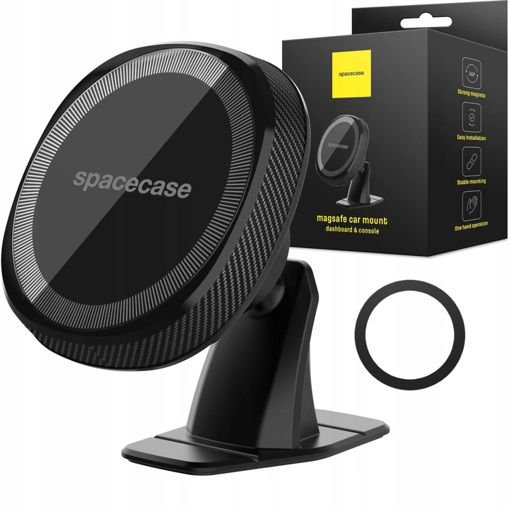 Spacecase SC05 MagSafe autós tartó, gyors rögzítés, modern dizájn, fekete