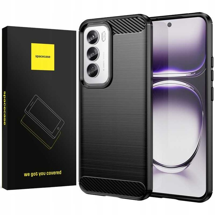 Кейс Carbon Spacecase за Oppo Reno 12 Pro, 360 защита, черен