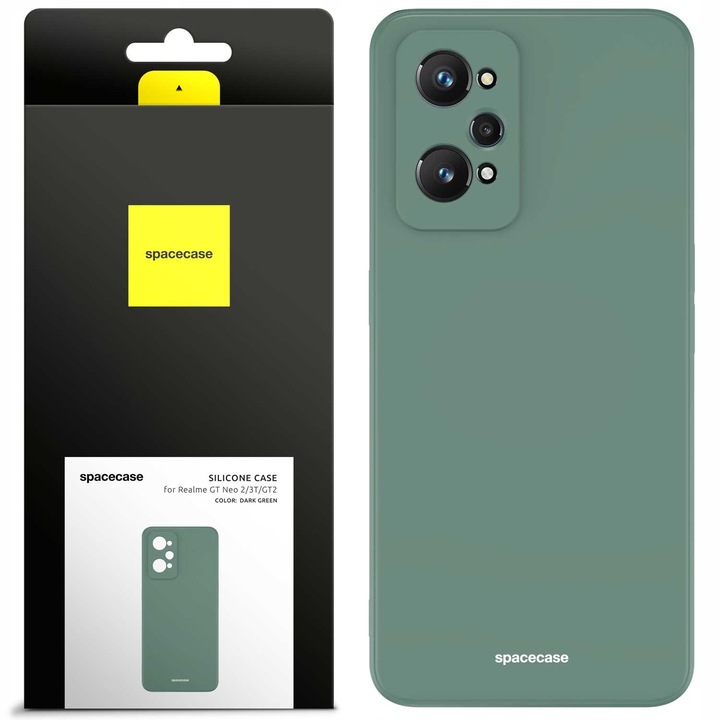 Husa telefon Spacecase pentru Realme GT Neo 2/Neo 3T/GT2, verde inchis, silicon, protectie eficienta