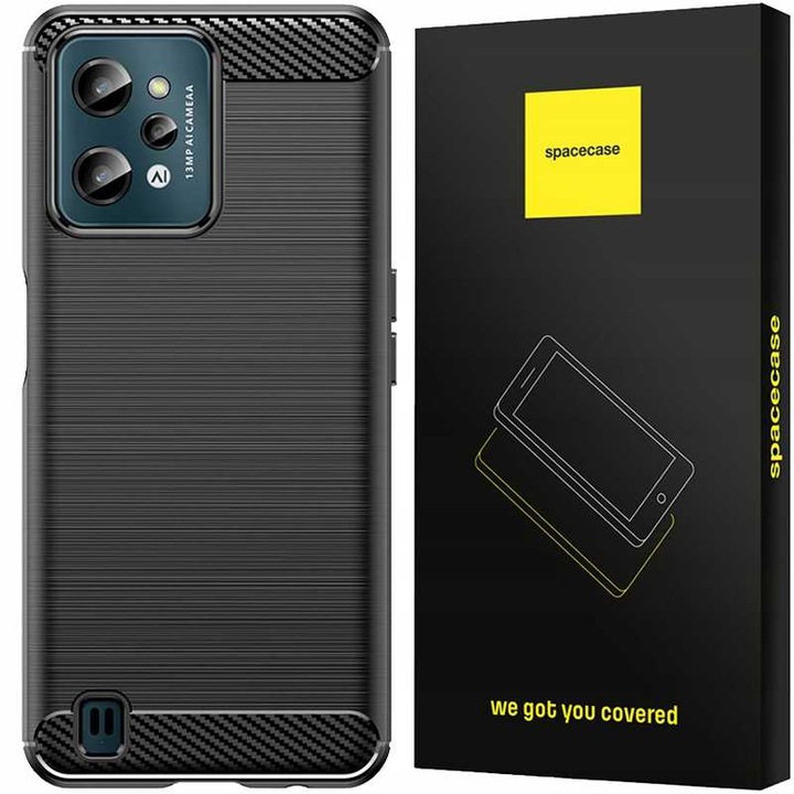 Husa telefon Spacecase Carbon pentru Realme C31, protectie 360, neagra, set 1x etui
