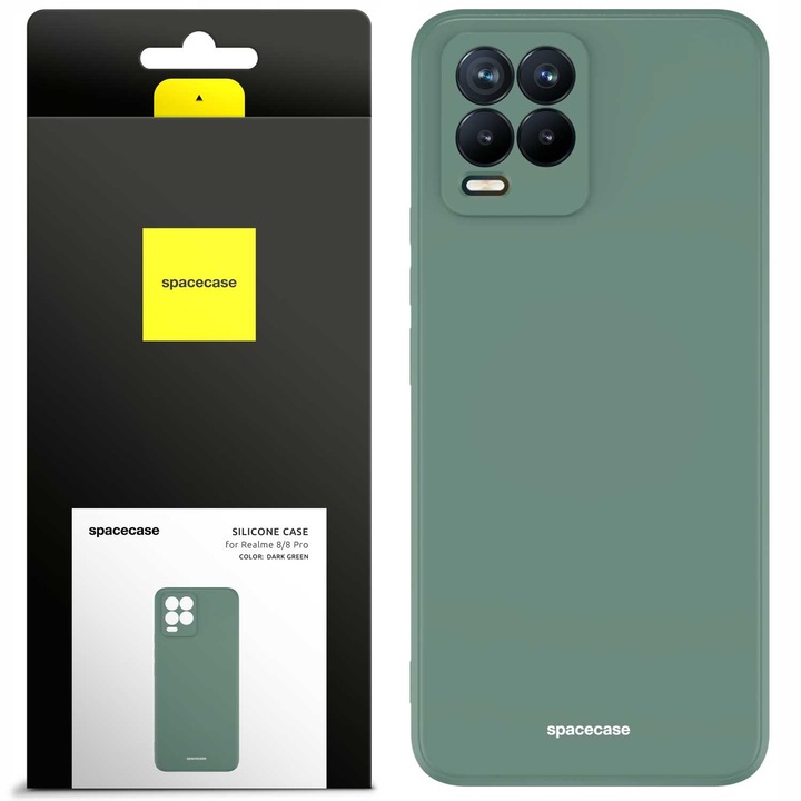 Силиконов кейс Spacecase за Realme 8/8 Pro, тъмно зелен, ефективна защита, минималистичен дизайн
