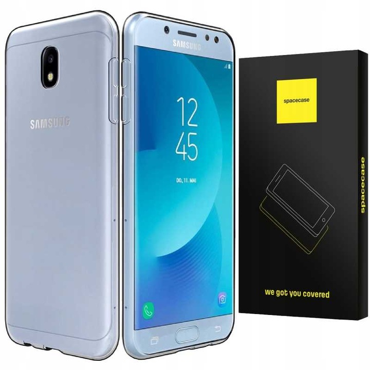 Hua din silicon pentru Samsung Galaxy J7 2017, Spacecase Air rezistent la ceas, rezistent la soare, rezistent la sticla, transparent, se poate fixa pe telefon color