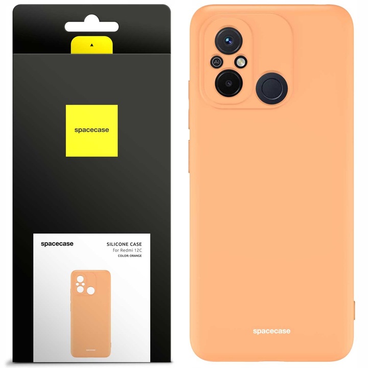 Husa telefon Spacecase pentru Redmi 12C, silicon, porturi accesibile, mat, portocalie