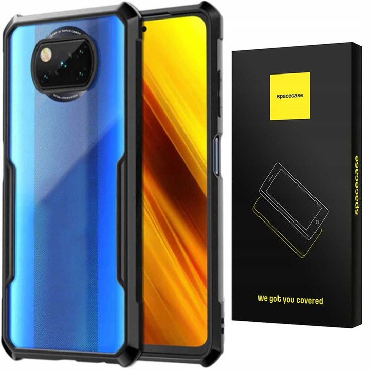 Spacecase Beetle telefontok Xiaomi Poco X3 Pro-hoz, 360 fokos védelem, megerősített sarkok, fekete