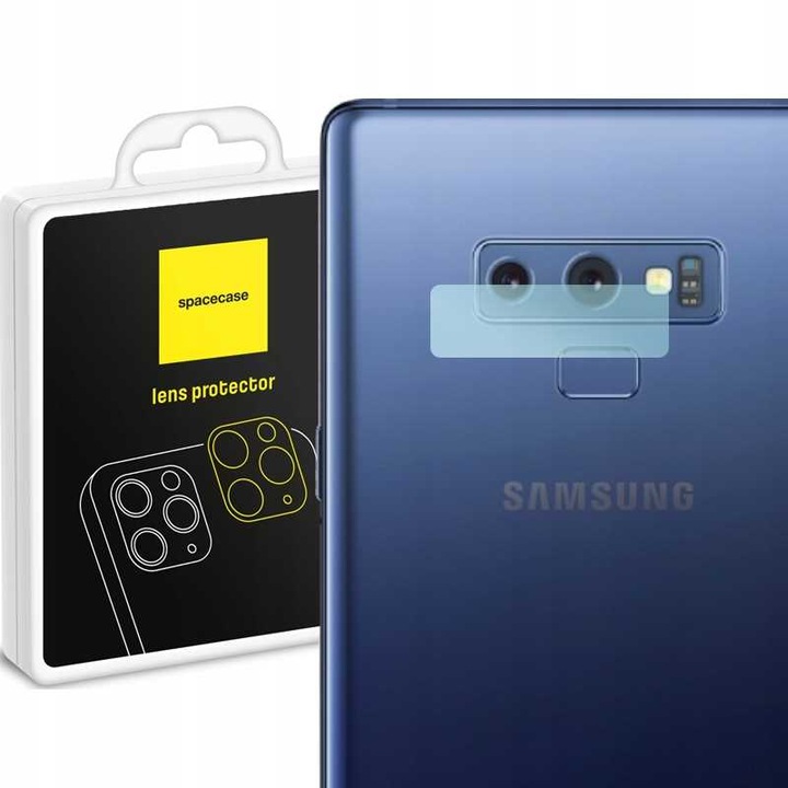 Folie protectie camera Spacecase pentru Galaxy Note 9, sticla intarita Asahi Glass, transparenta, 9H