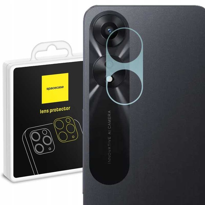 Стъкло за камера на телефон Oppo A78 5G, Spacecase Camera Устойчиво на надраскване стъкло, удароустойчиво, здраво лепило по цялата повърхност, защита на обектива на камерата, олеофобно покритие, не уврежда снимките