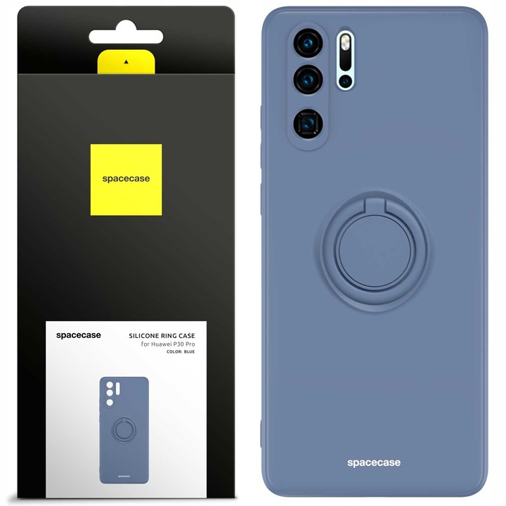 Калъф за телефон Huawei P30 Pro, Spacecase, силиконов, син, с функционална халка