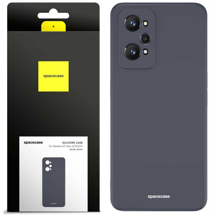 Husa telefon Spacecase pentru Realme GT Neo 2/Neo 3T/GT2, neagra, silicon, protectie eficienta