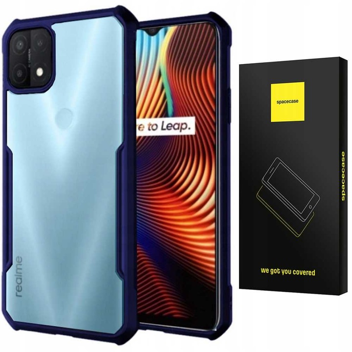 Калъф за телефон Spacecase Beetle, 360 защита, син, за Realme 7i/Narzo 30A
