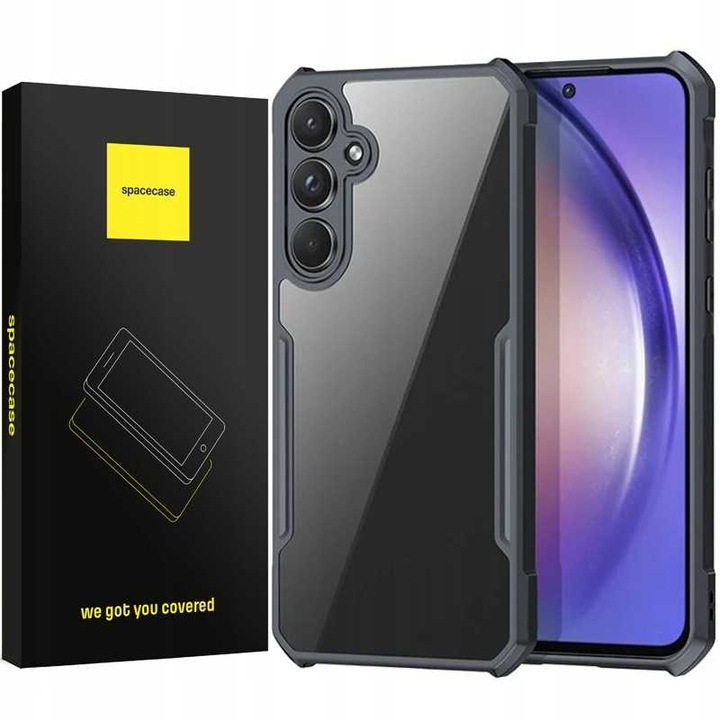Husa AirBag Armor pentru Samsung Galaxy A55 5G, carcasa Spacecase Beetle transparenta, rezistenta la prize, rezistenta la curele de ceas, rezistenta la manerul usa, durabila, husa de protectie cu airbag pentru negru