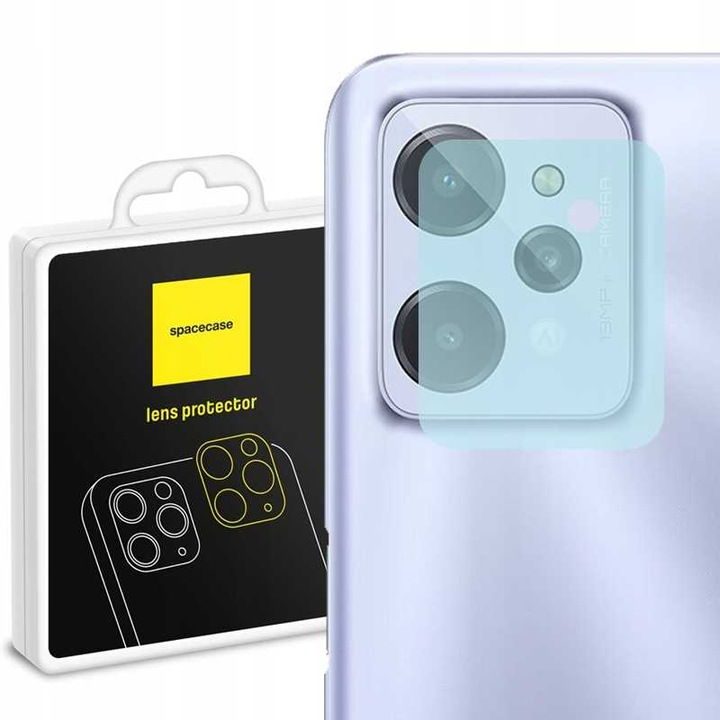 Защита за камера Spacecase за Realme C31, закалено стъкло Asahi Glass, 9H, прозрачно, пълен комплект