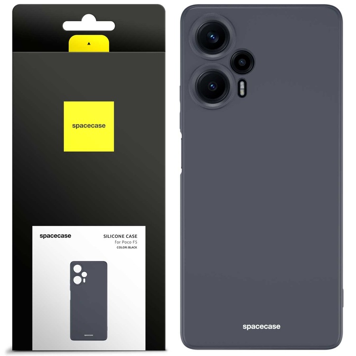 Husa telefon Spacecase pentru Poco F5, silicon mat, protectie eficienta, neagra