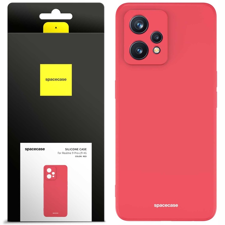 Силиконов кейс Spacecase за Realme 9 4G/9 Pro+, червен, размер 6.4"